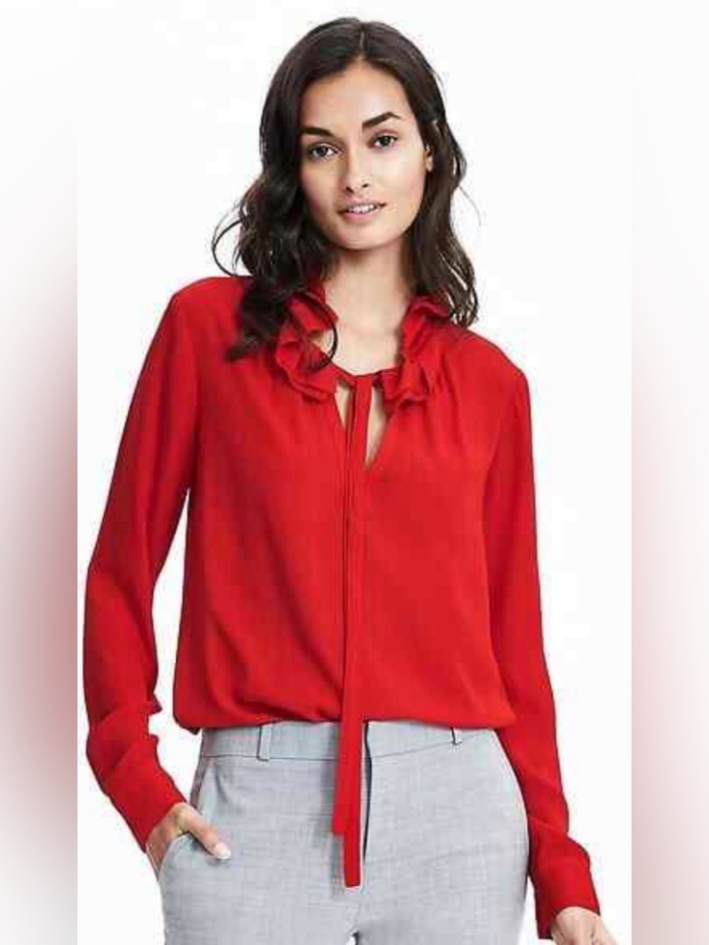 Banana Republic Ruffle Front Tie Blouse